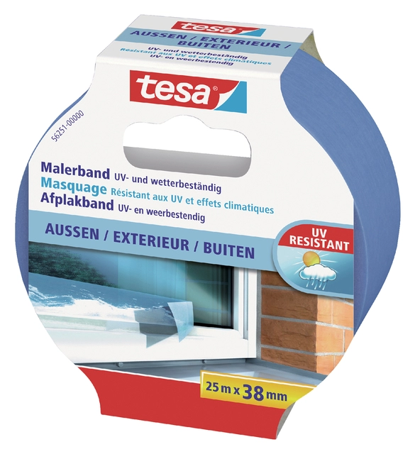 Een Afplaktape tesa® Professional outdoor 25mx38mm blauw koop je bij VHK Kantoorartikelen