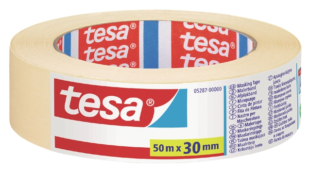 Een Afplaktape tesa® Economy 30mmx50m geel koop je bij VHK Kantoorartikelen