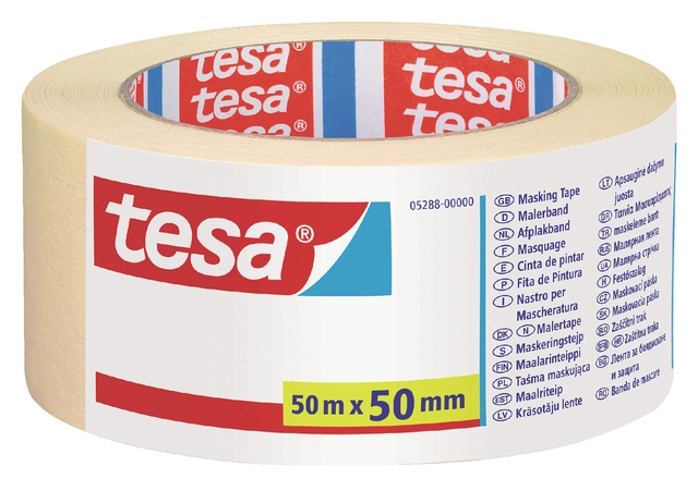 Een Afplaktape tesa® Economy 50mmx50m geel koop je bij VHK Kantoorartikelen