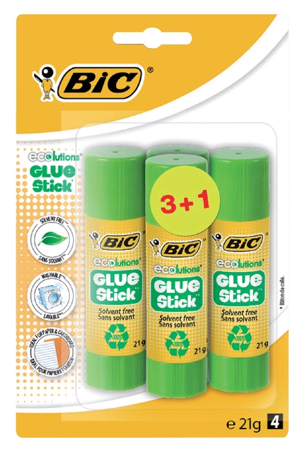 Een Lijmstift Bic Ecolutions 21gr blister à 3+1 gratis koop je bij Intertoys Koster