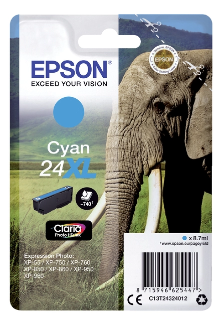 Een Inktcartridge Epson 24XL T2432 blauw koop je bij VHK Kantoorartikelen