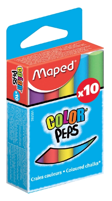 Een Schoolbordkrijt Maped Color'Peps set á 10 stuks assorti koop je bij VHK Kantoorartikelen