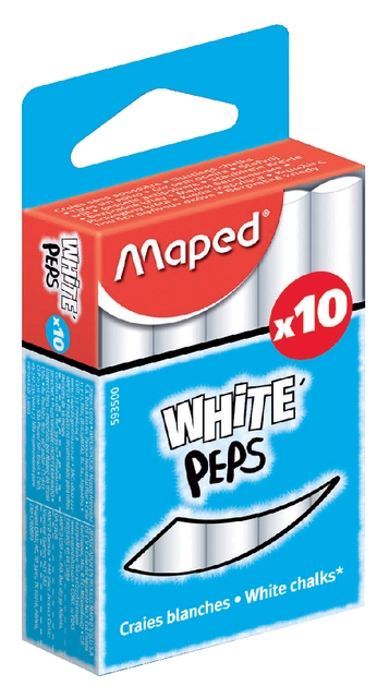 Een Schoolbordkrijt Maped White'Peps set á 10 stuks wit koop je bij VHK Kantoorartikelen