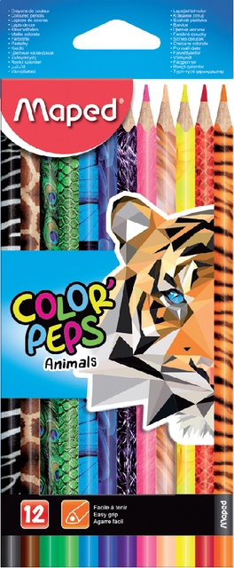 Een Kleurpotlood Maped Color'Peps Animals set á 12 kleuren koop je bij VHK Kantoorartikelen