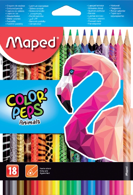 Een Kleurpotlood Maped Color'Peps Animals set á 18 kleuren koop je bij VHK Kantoorartikelen