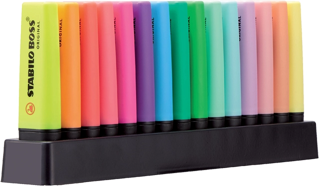 Een Markeerstift STABILO BOSS Original 70/15 assorti deskset à 15 stuks koop je bij VHK Kantoorartikelen