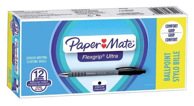 Een Balpen Paper Mate Flexgrip Ultra medium zwart koop je bij VHK Kantoorartikelen