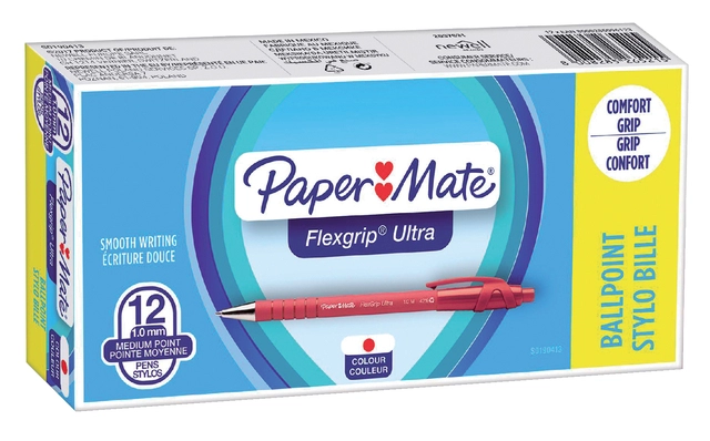 Een Balpen Paper Mate Flexgrip Ultra medium rood koop je bij VHK Kantoorartikelen