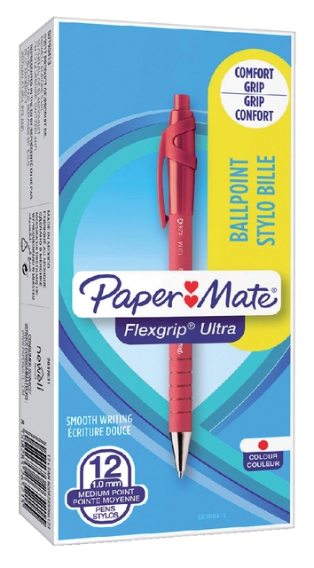 Een Balpen Paper Mate Flexgrip Ultra medium rood koop je bij VHK Kantoorartikelen