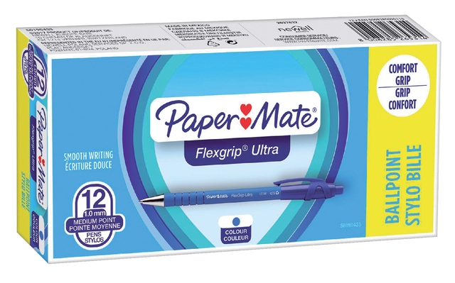 Een Balpen Paper Mate Flexgrip Ultra medium blauw koop je bij VHK Kantoorartikelen