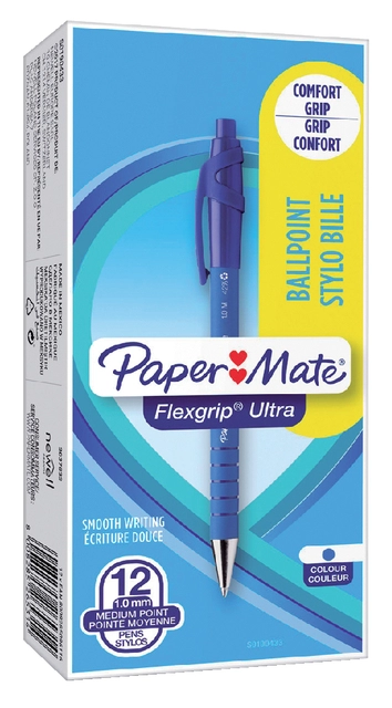 Een Balpen Paper Mate Flexgrip Ultra medium blauw koop je bij VHK Kantoorartikelen