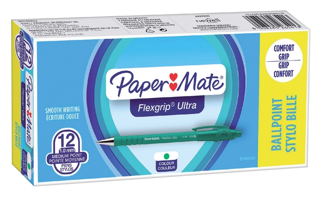 Een Balpen Paper Mate Flexgrip Ultra medium groen koop je bij VHK Kantoorartikelen