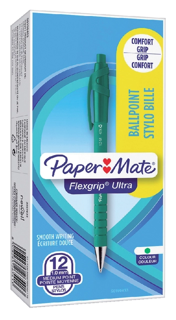 Een Balpen Paper Mate Flexgrip Ultra medium groen koop je bij VHK Kantoorartikelen