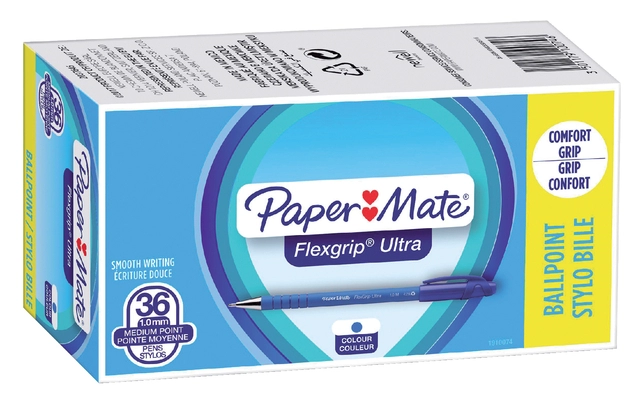 Een Balpen Paper Mate Flexgrip Ultra medium blauw valuepack 30+6 gratis koop je bij VHK Kantoorartikelen