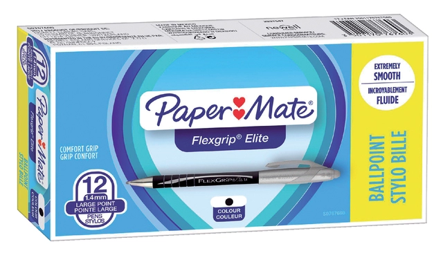 Een Balpen Paper Mate Flexgrip Elite breed zwart koop je bij VHK Kantoorartikelen