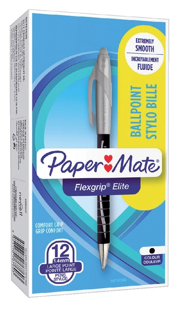 Een Balpen Paper Mate Flexgrip Elite breed zwart koop je bij VHK Kantoorartikelen