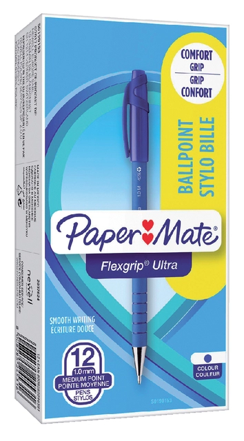 Een Balpen Paper Mate Flexgrip Ultra stick medium blauw koop je bij VHK Kantoorartikelen