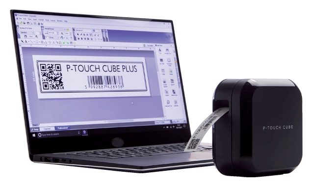 Een Labelprinter Brother P-touch Cube Plus TZe PT-P710BT desktop 24mm zwart koop je bij Hoekmankantoorartikelen.nl