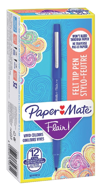 Een Fineliner Paper Mate Flair Original medium blauw koop je bij VHK Kantoorartikelen