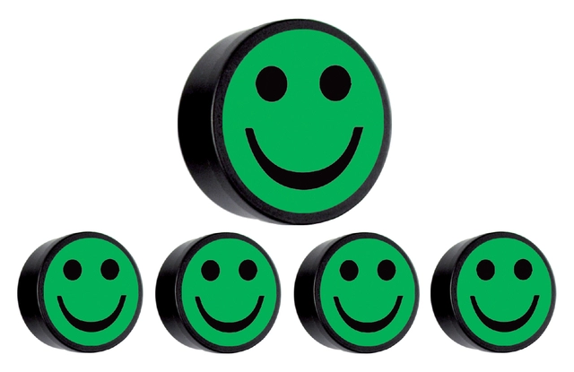 Een Magneet smiley 35mm groen 5 stuks koop je bij Hoekmankantoorartikelen.nl