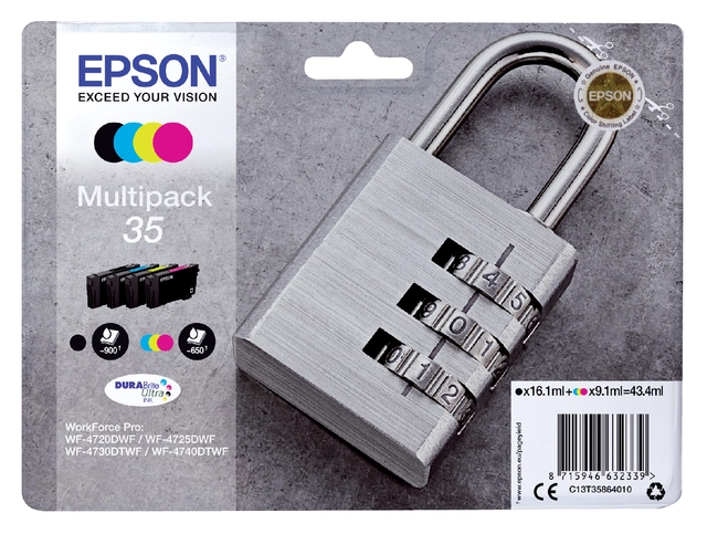 Een Inktcartridge Epson 35 T3586 zwart + 3 kleuren koop je bij VHK Kantoorartikelen