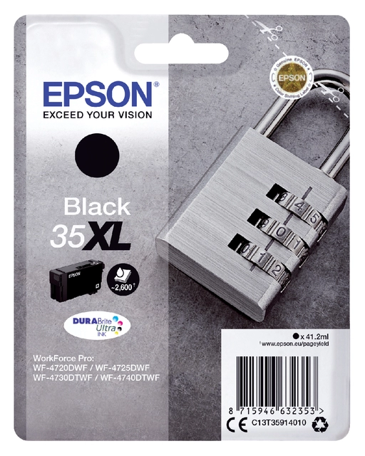 Een Inktcartridge Epson 35XL T3591 zwart koop je bij VHK Kantoorartikelen