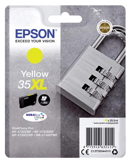 Een Inktcartridge Epson 35XL T3594 geel koop je bij VHK Kantoorartikelen