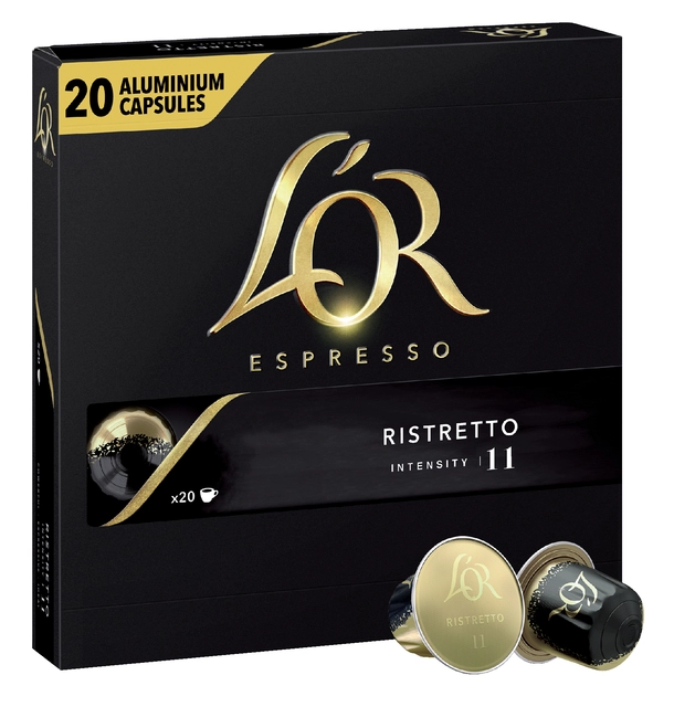 Een Koffiecups L'Or espresso Ristretto 20 stuks koop je bij VHK Kantoorartikelen