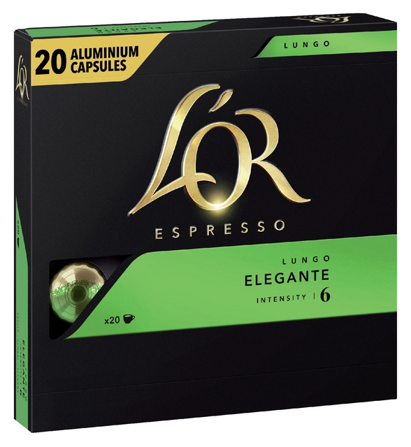 Een Koffiecups L'Or espresso Lungo Elegante 20 stuks koop je bij VHK Kantoorartikelen