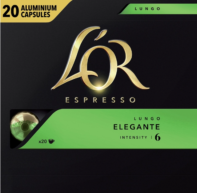 Een Koffiecups L'Or espresso Lungo Elegante 20 stuks koop je bij VHK Kantoorartikelen