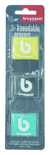 Een Kneedgum Bruynzeel Teens blister à 3 stuks assorti koop je bij Hoekmankantoorartikelen.nl