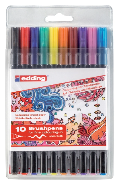 Een Brushpen edding 1340 assorti etui à 10 stuks koop je bij VHK Kantoorartikelen