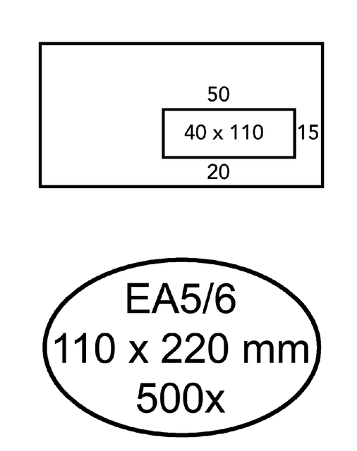 Een Envelop Hermes EA5/6 110x220mm venster 4x11rechts zelfklevend 500 stuks koop je bij Hoekmankantoorartikelen.nl