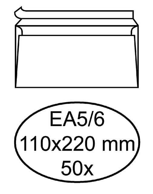 Een Envelop Hermes bank EA5/6 110x220mm zelfklevend wit pak à 50 stuks koop je bij VHK Kantoorartikelen