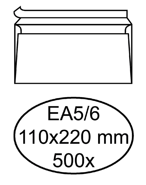 Een Envelop Quantore bank EA5/6 110x220mm zelfklevend wit 500 stuks koop je bij Hoekmankantoorartikelen.nl