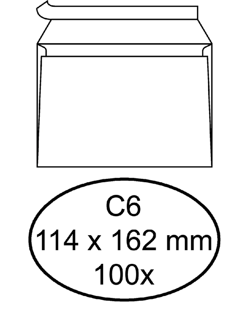 Een Envelop Quantore bank C6 114x162mm zelfklevend wit 100 stuks koop je bij Hoekmankantoorartikelen.nl