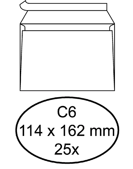 Een Envelop Quantore bank C6 114x162mm zelfklevend wit 25 stuks koop je bij Hoekmankantoorartikelen.nl