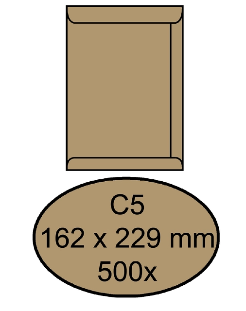 Een Envelop Quantore akte C5 162x229mm bruinkraft 90g/m² 500 stuks koop je bij Hoekmankantoorartikelen.nl