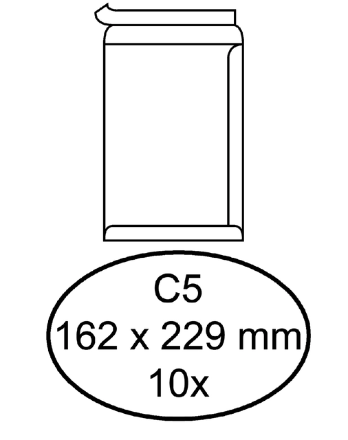 Een Envelop Quantore akte C5 162x229mm zelfklevend wit 10 stuks koop je bij Hoekmankantoorartikelen.nl