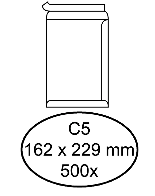 Een Envelop Quantore akte C5 162x229mm zelfklevend wit 500 stuks koop je bij Hoekmankantoorartikelen.nl