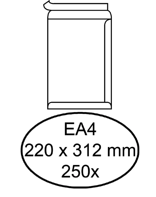 Een Envelop Hermes akte EA4 220x312mm zelfklevend wit doos à 250 stuks koop je bij VHK Kantoorartikelen