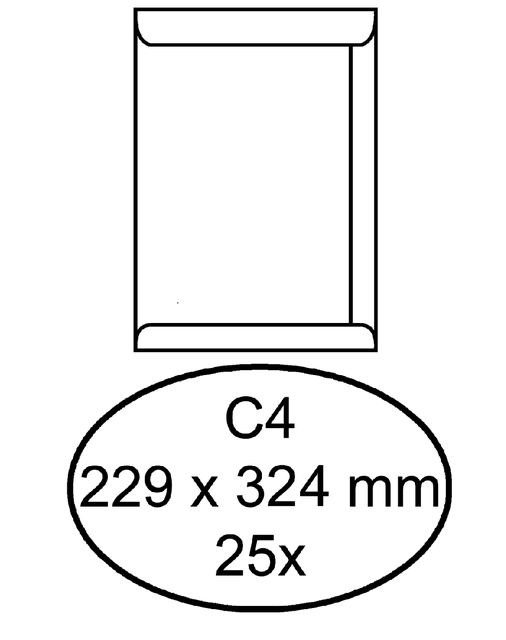 Een Envelop Quantore akte C4 229x324mm zelfklevend wit 25 stuks koop je bij Hoekmankantoorartikelen.nl