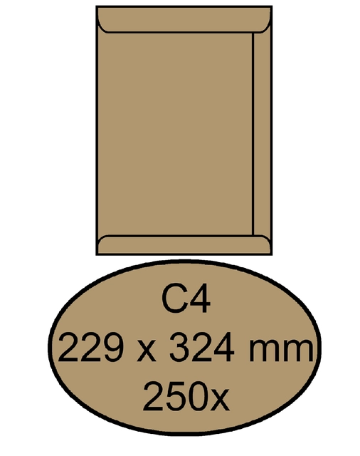 Een Envelop Quantore akte C4 229x324mm bruinkraft 250 stuks koop je bij Hoekmankantoorartikelen.nl