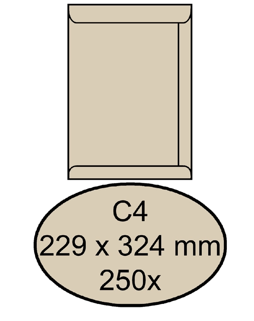 Een Envelop Quantore akte C4 229x324mm creme kraft 250 stuks koop je bij Hoekmankantoorartikelen.nl