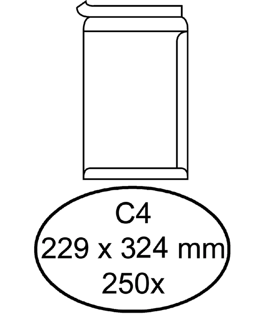 Een Envelop Quantore akte C4 229x324mm zelfklevend wit 250 stuks koop je bij Hoekmankantoorartikelen.nl