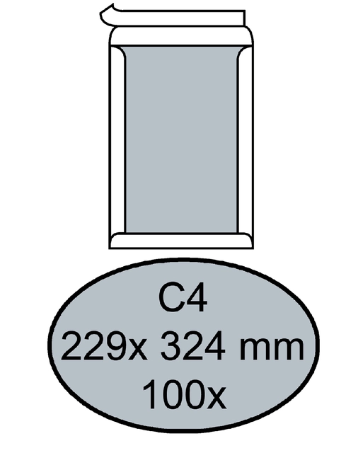 Een Envelop Quantore bordrug C4 229x324mm zelfklevend wit 100 stuks koop je bij Hoekmankantoorartikelen.nl