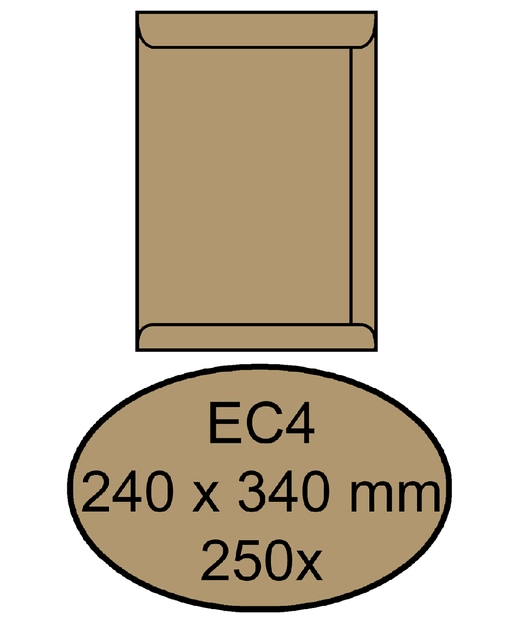 Een Envelop Quantore akte EC4 240x340mm bruinkraft 250 stuks koop je bij Hoekmankantoorartikelen.nl