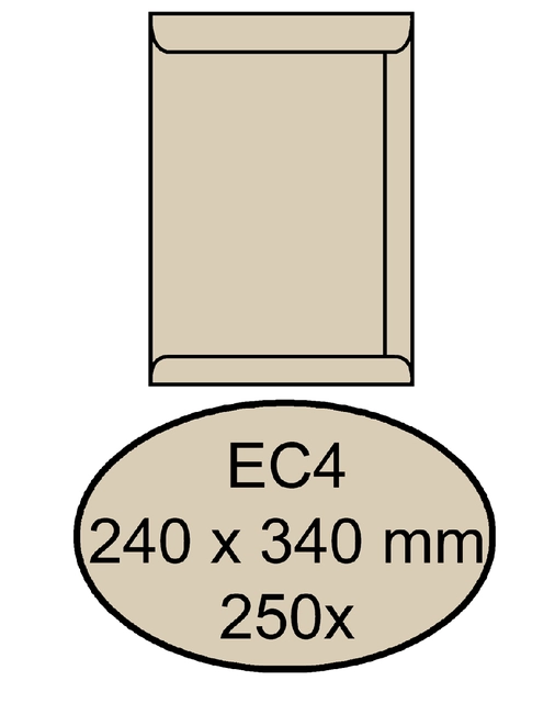 Een Envelop Quantore akte EC4 240x340mm cremekraft 250 stuks koop je bij Hoekmankantoorartikelen.nl