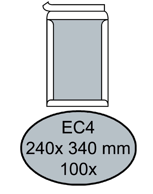 Een Envelop Quantore bordrug EC4 240x340mm zelfklevend wit 100 stuks koop je bij Hoekmankantoorartikelen.nl