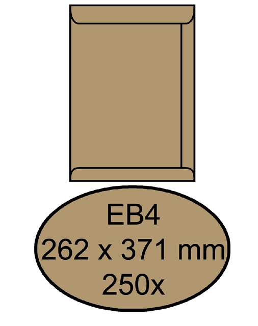 Een Envelop Quantore akte EB4 262x371mm bruinkraft 250 stuks koop je bij Hoekmankantoorartikelen.nl